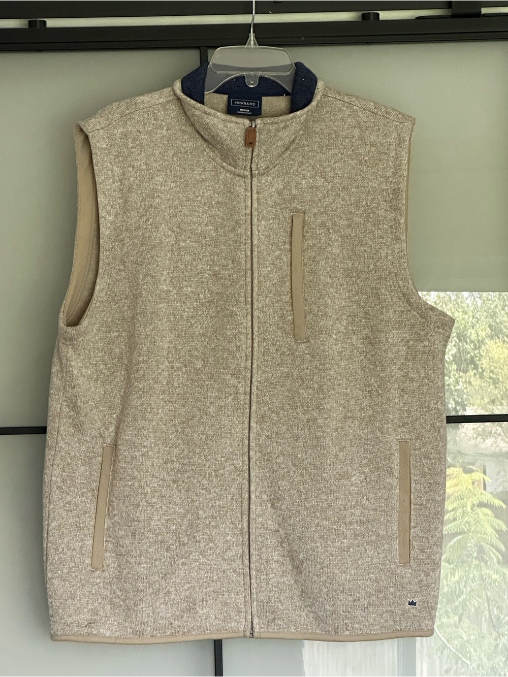 Crown & Ivy Full-Zip Sweater Fleece Vest - Med
